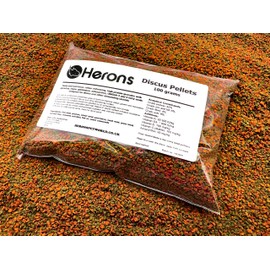 HERONS Discus Pellets 100g - Premium Quality Fish Food, Colour Enhancing Pellets For all Discus and Cichlids, Rich in Amino and Omega-3 Fatty Acids, Staple Food - 100 Grams