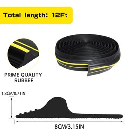 VUAOHIY Garage Door Seal Bottom with Rubber Seal 12 FT, Universal Threshold Stripping Replacement Waterproof (Black)