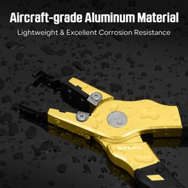 SANLIKE Fishing Pliers Saltwater with 50PCS Fishing Split Rings, Aluminum Fishing Tool Fishing Gear, Tungsten Carbide Cutters, Fishing Hook Remover Braided Fishing, Gold