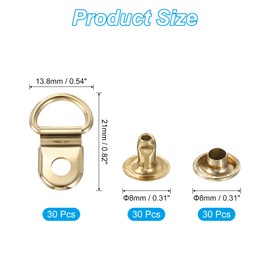 PATIKIL Schuhstiefel-Schnürhaken, 30er-Pack Edelstahl-Stiefelschnalle mit Nieten für Klettern, Wandern, Camping-Schuhe, Goldton