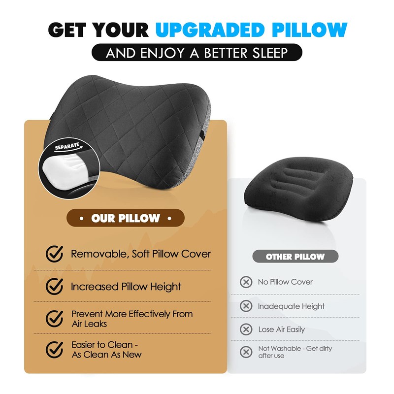 Hikenture Ultralight Inflatable Pillow with Removable Cover for Neck Lumber
