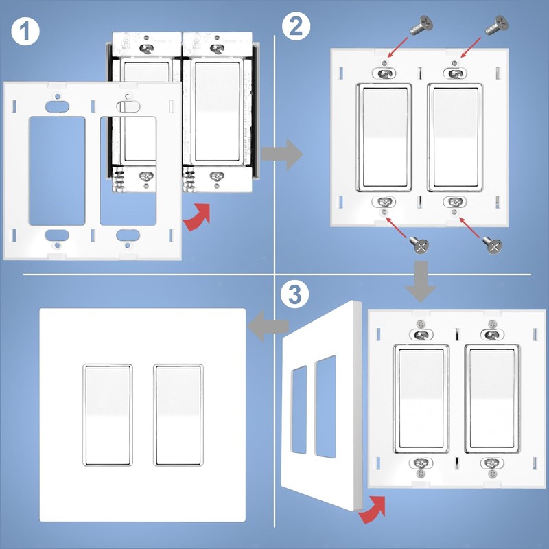 [5 Pack] NEU 2-Gang Screwless Oversize Decorator Wall Plates Child