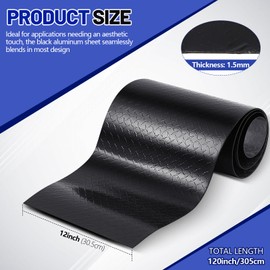 Yaocom 1pcs Diamond Plate Sheet Metal Heavy Duty Tread Aluminum Sheet Diamond Tread Plate for Wall Covering, Cargo Trailer, RV and More (12'' X 120'' X 0.06'',Black)