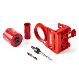 Geinxurn 1-3/8" - 1-3/4" Door Lock Installation Kit for Metal and Wood Doors with Guide Template, Door Lock Hole Saw, M2 Steel (Red)