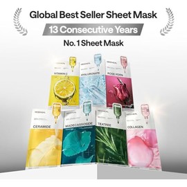 MEDIHEAL Essential Face Mask [Madecassoside] Blemish Repair 10 pcs. with 98% Purity Madecassoside & Hyaluronic Acid - Soothing Care, Hydrating- Travel