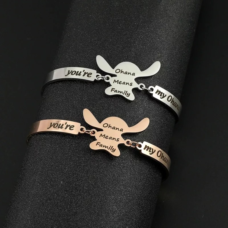 Jextech Set 2 Pulsera Amigos Ohana Stich Familia Ajustable Acero
