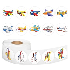 500Pcs Airplane Stickers Plane Labels Roll Stickers Aircraft Party Favors Waterproof Vinyl Stickers for Kids, Adults Water Bottle Laptop Guitar Phone Scrapbook Card Envelope Décor