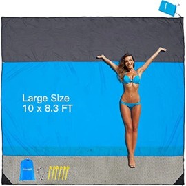 Aomais Sandproof Beach Blanket, Extra Large Oversized 10x8.4ft Beach Mat for  Picnic