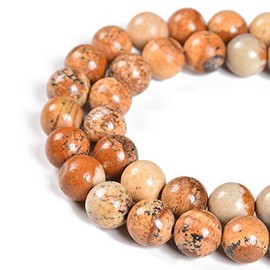 Nancybeads Gemstone Round Spacer Loose Beads 1 Strand 15.5" (Yellow Picture Jasper, 6mm 60Beads)