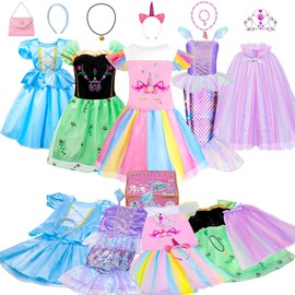 Meland Princess Dress Up for Girls - Dress Up Clothes for Little Girls with Cape, Princess Toys for Girls Age 3,4,5,6 Year Old, Christmas Birthday Gift for Toddler Girls Halloween Role Play