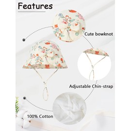 Maeau Baby Hat, 100% Cotton, 3-12 Months, Chin Strap, For Babies, Summer Hat, Girls, Boys, Wide Brim, Sun Hat, Newborn, Cotton, Spring, 0 Years Old, Adjustable, Baby Shower, Sun Hat, Foldable, Kids,