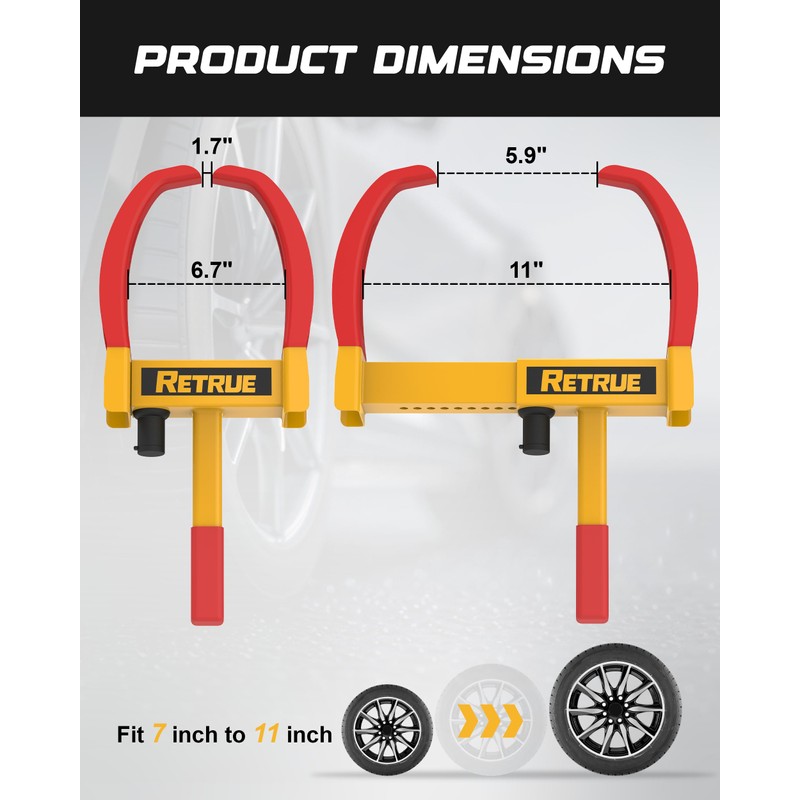 RETRUE Trailer Wheel Lock Clamp, Tire Lock Anti Theft for