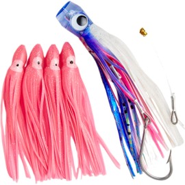 OCEAN CAT Saltwater Trolling Lures Swimbait Teaser for Saltwater Fishing Rigged with Hook 9/0 for Wahoo Tuna Mahi Dolphin Marlin and More
