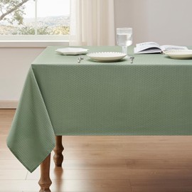 Veblandy Rectangle Tablecloth Weaved Textured Water Resistant Spill Proof Table Cloth, Decorative Fabric Wrinkle Free Table Cover for Events and Dinner, 60 x 84 Inch, Sage Green
