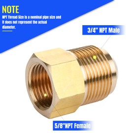 Brass Pipe Adapter - 5/8" SAE Female to 3/4" SAE Male Flare - Brass Pipe Fitting Reducer Adapter for Air Conditioner Refrigeration (1 Pack)