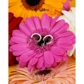 Agálea | Aretes tipo arracadas Redonda Cartoneada lisa de Plata ley .925 de poste y mariposa