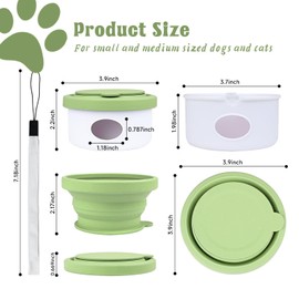 Collapsible Travel Dog Bowl with Lid, 3 in 1 Portable Silicone Dog Food and Water Bowl with 3 Poop Bags, Folding Pet Food Container for Puppy Cat Beach Camping Hiking Walks Essentials (Green)