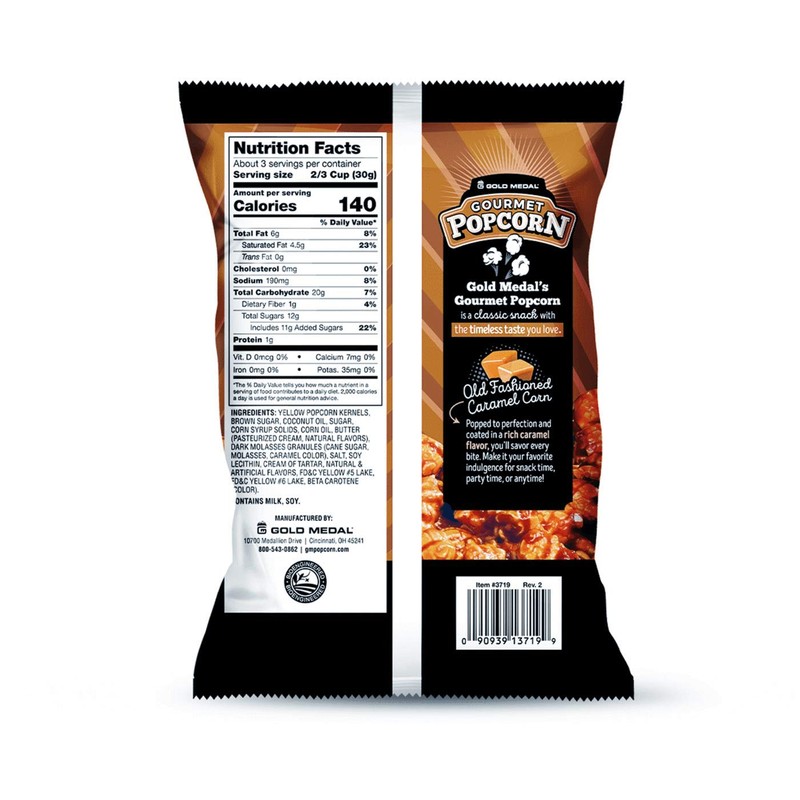 Gold Medal Old Fashioned Caramel Corn Gourmet Popcorn, 3.3 Ounce