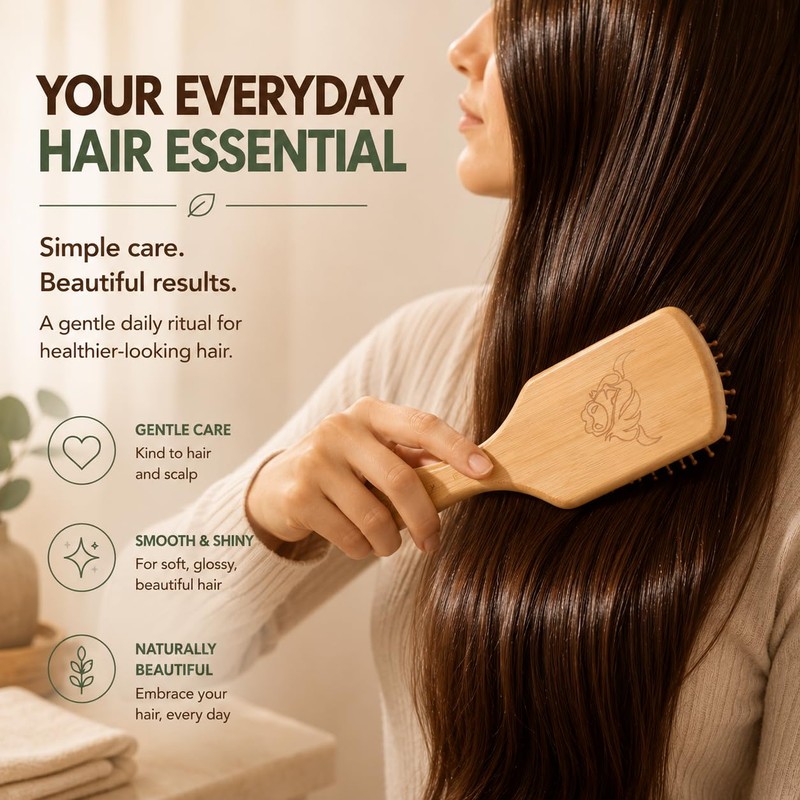 Moo & Yoo Bamboo Paddle Hair Brush | Gentle Detangling
