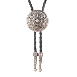 HOEACXY Mens Bolo Tie Native American Cowboy Retro Vintage Flower Bola Ties Handmade Necktie Costume Accessories