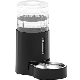 CZPET Automatic 4L/135Oz/1Gal Cat Water Dispenser with Stainless Steel Bowl, Gravity Waterer for Small Medium Dog Puppy Kitten (Black)