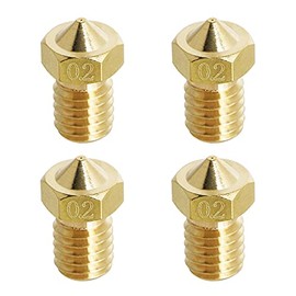 Aopin M6 1.75mm Extruder Nozzle 3D Printer 0.2mm / 0.008" Brass 3D Printer Extruder Nozzle 4 Pcs