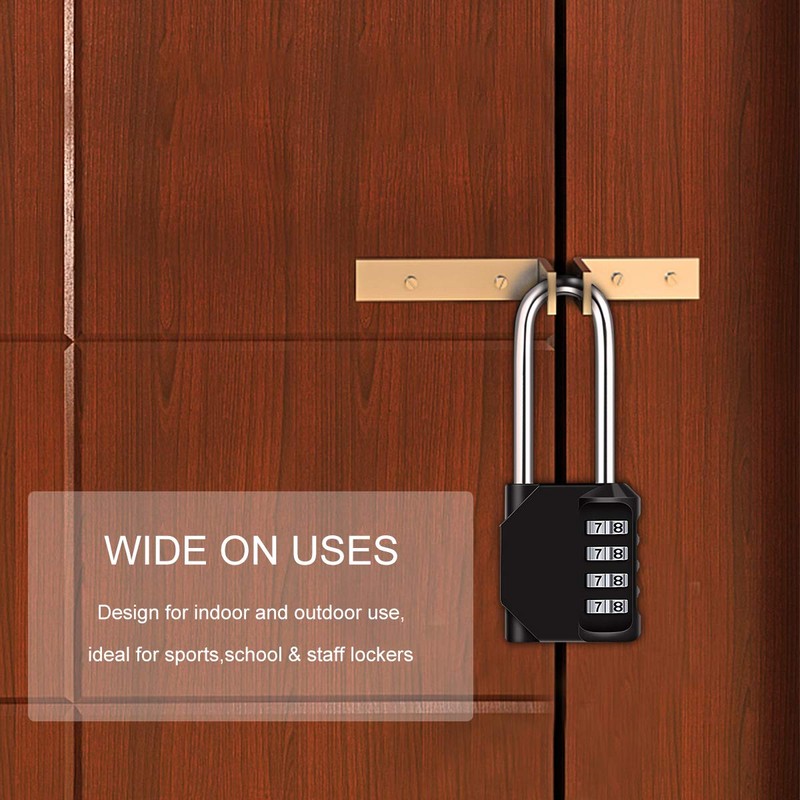 Combination Padlock, [2.6inch Long Shackle] Diyife 4 Digit Combination Lock,