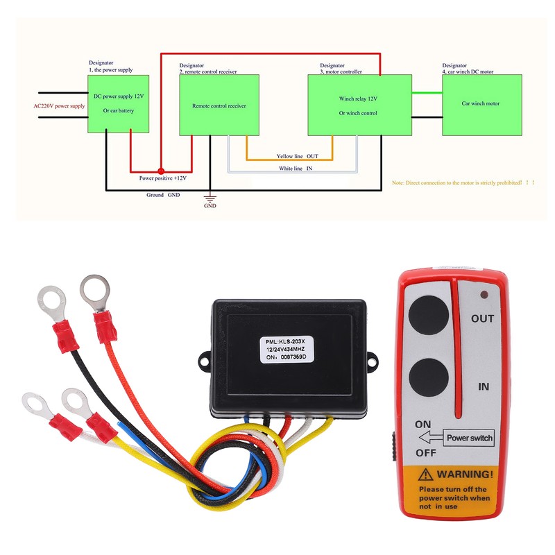 Universal Winch Wireless Remote Control Switch Kit with Receiver 12V