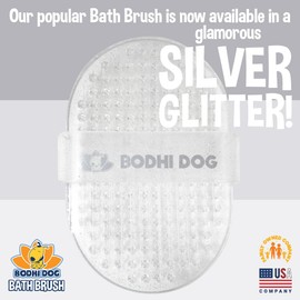 Bodhi Dog Shampoo Brush | Pet Grooming Supplies | Professional Quality Dog Wash Scrubber for Bath and Shower (One Pack, Clear Silver Glitter)