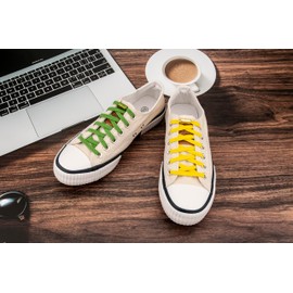 SZWLJ Elastic Shoelaces with Metal Capsules, No Tie Rubber Laces, Adjustable Rubber Shoe Laces, No Tie Shoelaces, 2 Green