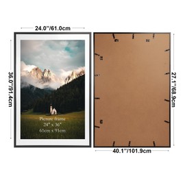 Giftgarden 24x36 Poster Frame with Mat Set of 4, 27x40 Frame Matted to 24x36 Picture for Wall Hanging, Black