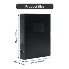 4 Pack Box Files A4,Plastic Box File with Lid,40mm Spine A4 Archiving Box Document Box for Office School - Black