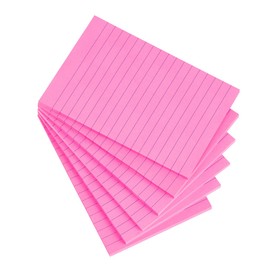 Vanpad Lined Sticky Notes 4X6 in Rose Red Ruled Stickies Super Sticking Power Memo Pads Strong Adhesive, 6 Pads/Pack, 45 Sheets/pad