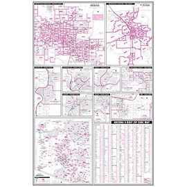 Arizona 5-Digit ZIP Code Map Full-Size Dry Erase Ready-to-Hang Wall Map