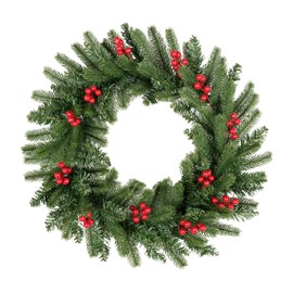 Uten 20 inch Christmas Wreath for Front Door, Winter Wreath Xmas Artificial Decorations with PVC/PE Berries Cones for Indoor Outdoor Garden Gate Home Winter Holiday New Year
