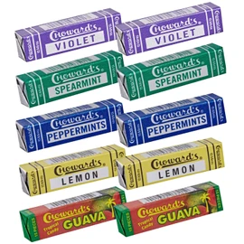 Choward's Mints Candy Variety Pack | Violet, Spearmint, Peppermint, Guava, and Lemon | Bold Aromatic Flavors | Perfect for Lunchboxes, Travel, Sharing, and Gifting | 10 Pack (15 Mints Per Package)