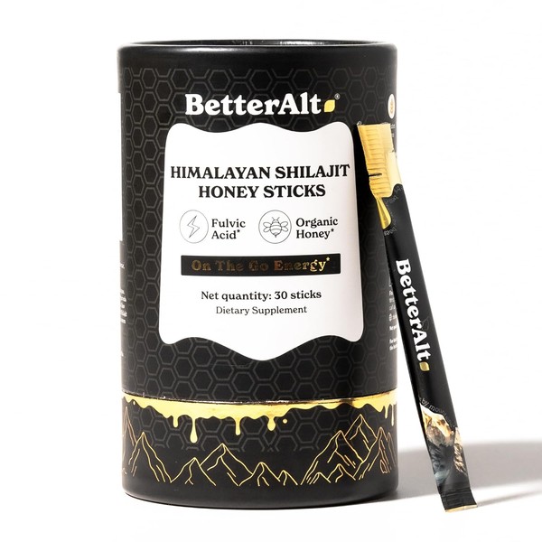 Better Alt Pure Himalayan Shilajit Sticks with Organic Honey, Saffron