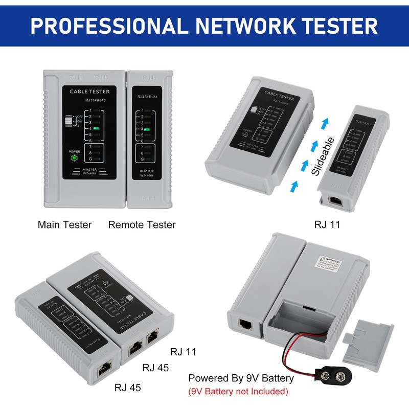 RJ45 Crimp Tool Kit Pass Through Ethernet Cat6 Cat6a Cat5e