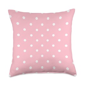 Polka Dot Pattern Pink And White For Women Girls Polka Dots Throw Pillow