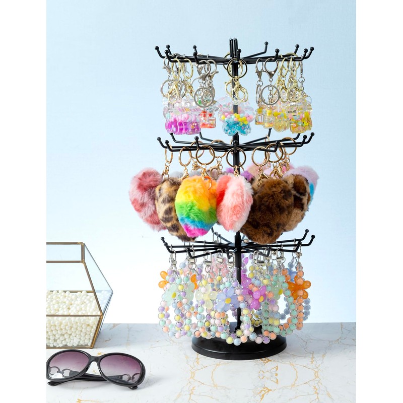 MyGift 3 Tier Classic Matte Black Metal Jewelry Tree with