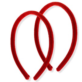 Topkids Accessories 2x Thin Velvet Hair Bands Headbands Alice Bands Head Bands Hairbands Women Adult Girls Wedding Bride Fashion Luxury Comfortable 1cm 0.4" (Red)