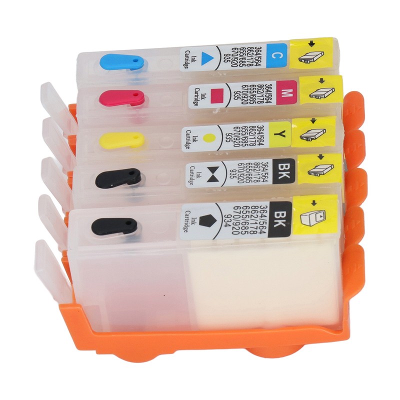 5PCS Ink Cartridge Set BK C M Y Smooth Ink