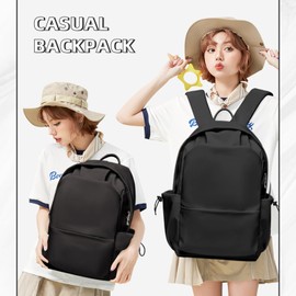 School Backpack for Women Men College High School Bag for Boys Girls Casual Daypack Laptop Backpack Waterproof Bookbag Black