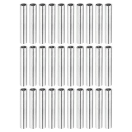 sourcing map Pack of 30 Round Coupling Nuts M4 x 0.7 mm Internal Thread 30 mm Thread Round Sleeve Connector Rod Bolt Pipe Nut Hardware Attachment Silver