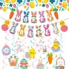 Jwssor Easter Bunting Banner,41pcs Hanging Swirls,Easter Hanging Swirls,Easter Egg Bunny
