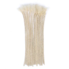 Huarisi 12 Inch Blonde Dreadlock Extensions Human Hair 0.2cm Thin Loc Extensions Real Human Hair for Men Women 20 Strands Full Handmade Permanent Dreadlock Extensions #613 Can Be Curled