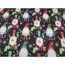 Fabric Traditions Christmas Gnomes with Black Sparkle - Fabric Traditions - 1 YD - CUTE!!