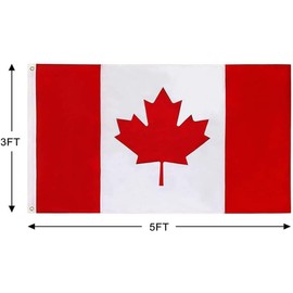 Canada Flag Outdoor Canadian Flags, Heavy Duty 210D Nylon, Sewn Stripes, Stronger Brass Grommets, Perfect for Outside (1 pack embroidered 3x5 Ft)