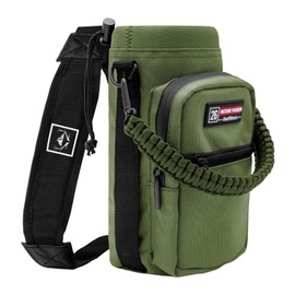 NATURE PIONEOR Water Bottle Carrier with Adjustable Strap - Insulated Sleeve Pouch Water Bottle Holder Bag with Paracord Handle & 2 Storage Pockets for Yetl 26/36/46 oz, Hiking, Camping, Gym, Travel