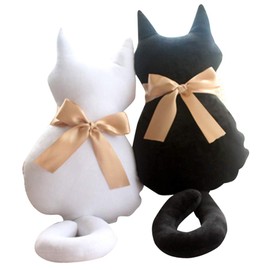 Lumierechat a-8946 Cat Cushion Pair Set of 2 for Couples, Married and Wife, Weddings, Matching Present, Gift, Sofa, Room, Interior Decoration,